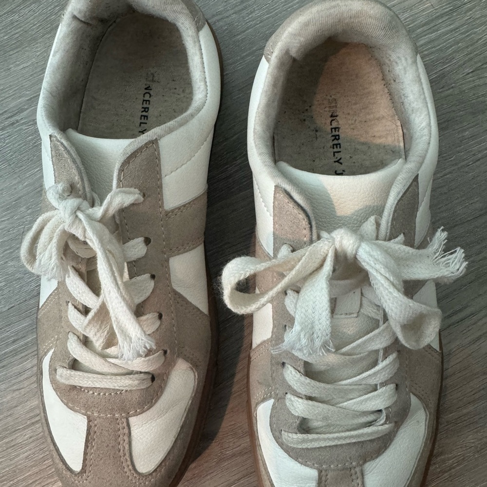 Sincerely Jules White and Tan Sneakers